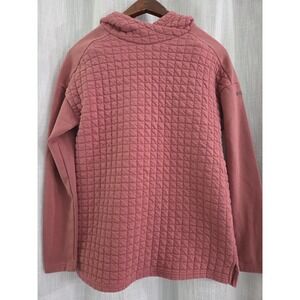 Columbia Waffle Knit Hooded Sweatshirt Quilted Textured Size Small Rose Color